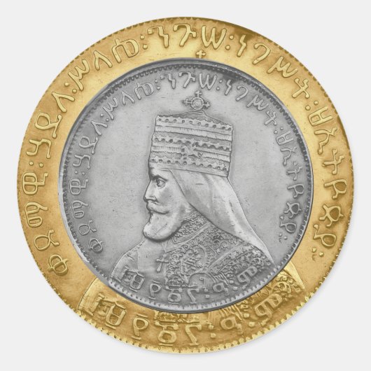 Sticker Rond Haile Selassie Jah Rastafari Reggae Rasta Roots (Devant)