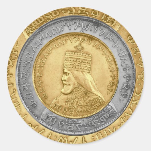 Sticker Rond Haile Selassie Jah Rastafari Reggae Rasta Roots  (Devant)