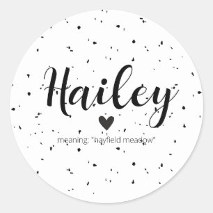 Sticker Rond Hailey Nom Révélation Signification Minimal Modern