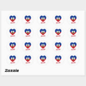 Sticker Rond Haïti Coeur du drapeau (Feuille)
