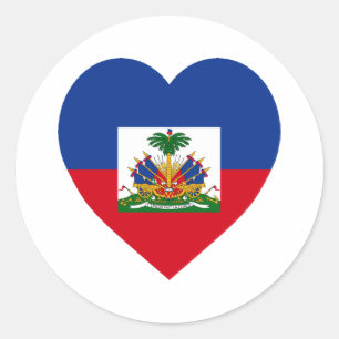 Sticker Rond Haïti Coeur du drapeau