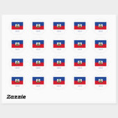 Sticker Rond Haïti Drapeau avec nom (Feuille)