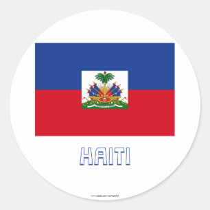 Sticker Rond Haïti Drapeau avec nom
