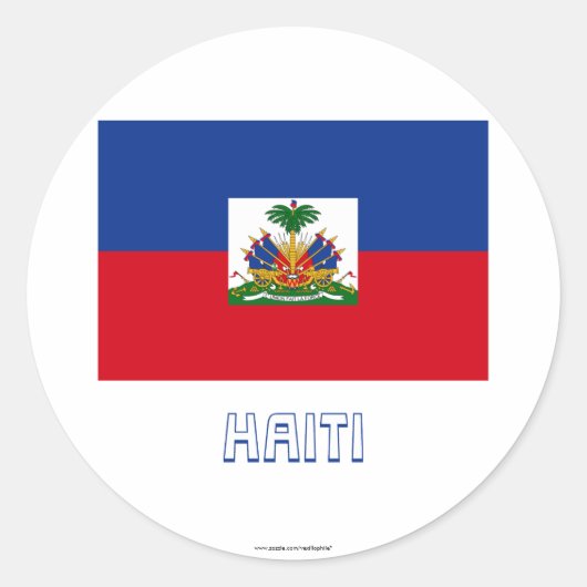 Sticker Rond Haïti Drapeau avec nom (Devant)