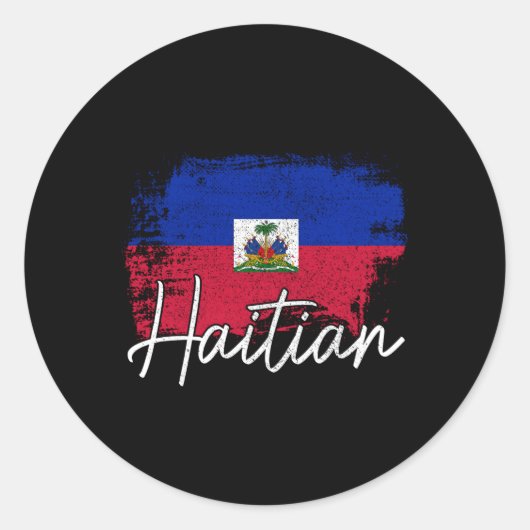 Sticker Rond Haïti Drapeau Les Racines De La Fierté Haïtienne (Devant)