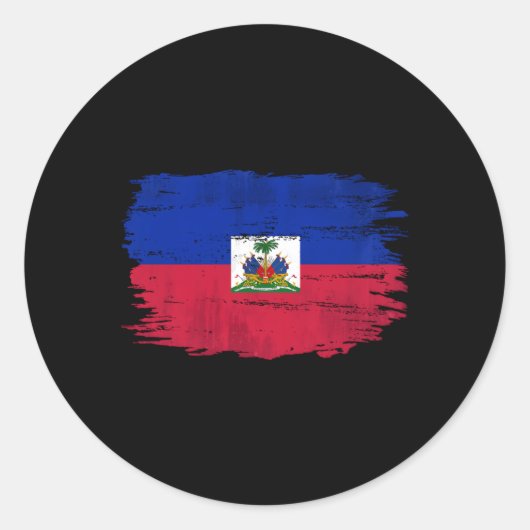 Sticker Rond Haïti Drapeau Pour Haïti (Devant)