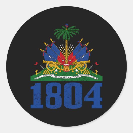 Sticker Rond Haïti Est 1804 Fierté Drapeau Haïtien des Caraïbes (Devant)