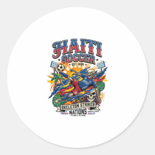 Sticker Rond Haïti Football Squelette Attaquant Nations Style A
