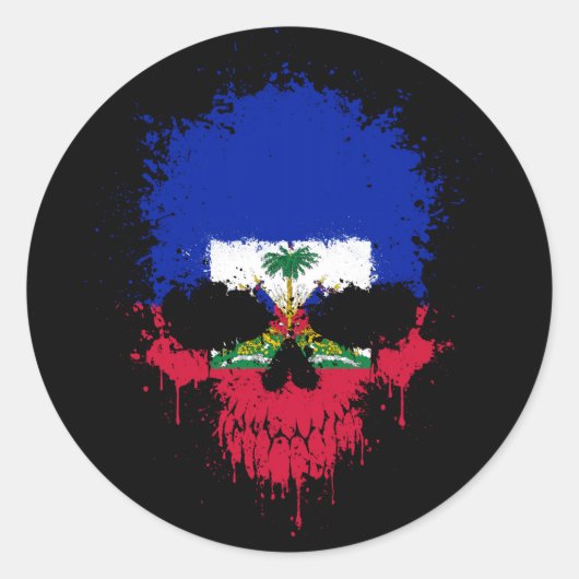 Sticker Rond Haïti goutte le crâne de goutte (Devant)