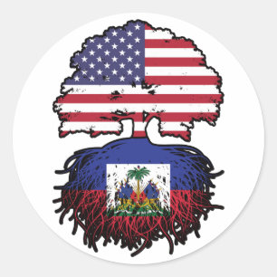 Sticker Rond Haïti Haïti Amérique États-Unis Drapeau des racine