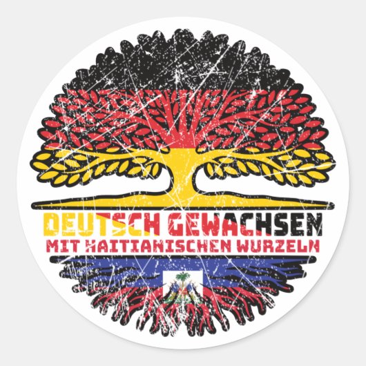 Sticker Rond Haïti Haïtien Deutsch Deutschland Baum Racines (Devant)
