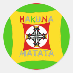 Sticker Rond Hakuna Matata Fun Rasta Couleurs : Vibrant et sans