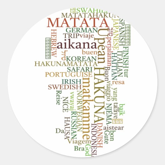Sticker Rond Hakuna Matata Global Word Cloud Art (Devant)