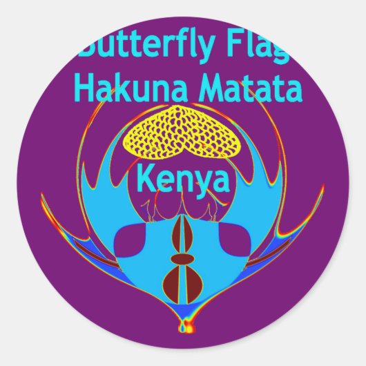 Sticker Rond "Hakuna Matata Kenya" Papillon Art Imprimer/Graphi (Devant)