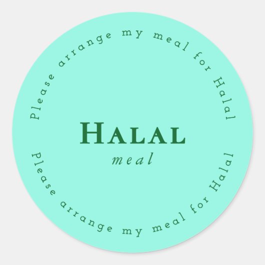 Sticker Rond Halal meal Request Sticker, Light Green (Devant)