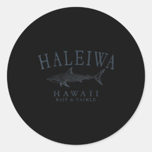 Sticker Rond Haleiwa hawaii requin rétro ardoise art pêche