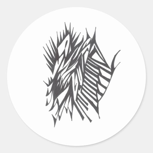 Sticker Rond Half & Half Black White Abstract Tribal Tattoo Art (Devant)