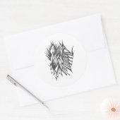 Sticker Rond Half & Half Black White Abstract Tribal Tattoo Art (Enveloppe)