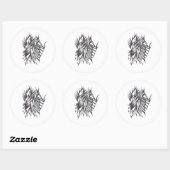 Sticker Rond Half & Half Black White Abstract Tribal Tattoo Art (Feuille)