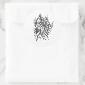 Sticker Rond Half & Half Black White Abstract Tribal Tattoo Art (Sac)