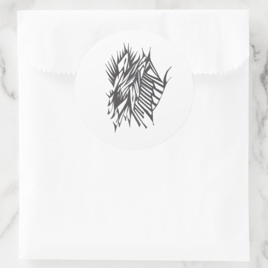 Sticker Rond Half & Half Black White Abstract Tribal Tattoo Art (Sac)
