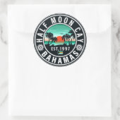 Sticker Rond Half Moon Cay Bahamas Retro Sunset Souvenirs 60s (Sac)