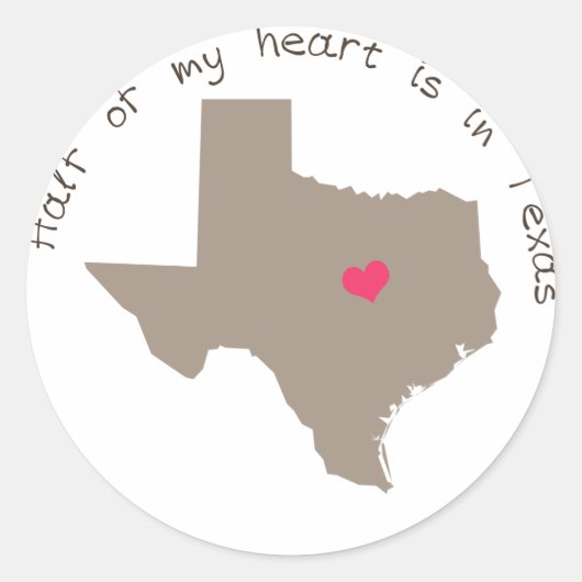 Sticker Rond Half My Heart est au Texas (Devant)