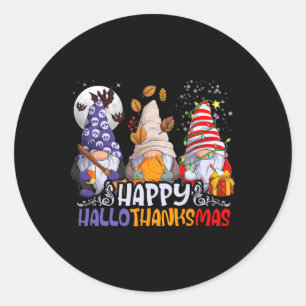 Sticker Rond Hallothanksmas Gnomes Halloween Thanksgiving Chris