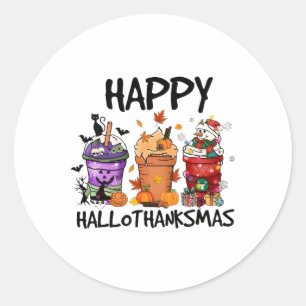 Sticker Rond Hallothanksmas heureux