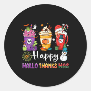 Sticker Rond Hallothanksmas Jus De Chocolat Boissons Noël Ha