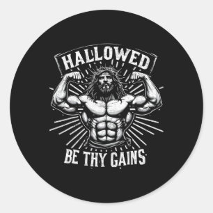 Sticker Rond Hallow Be Thains Christian Workout Gym Jesus