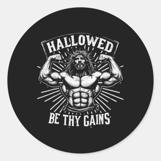 Sticker Rond Hallow Be Thains Christian Workout Gym Jesus (Devant)