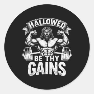 Sticker Rond Hallow Be Thains Christian Workout Gym Jesus