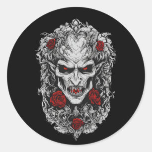 Sticker Rond Halloween 1 vampire, monstre effrayant, horreur,
