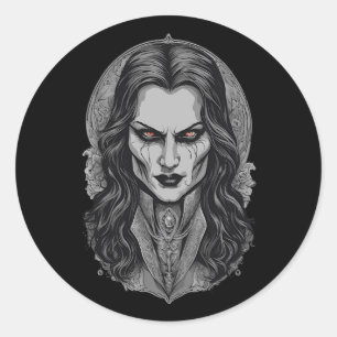 Sticker Rond Halloween 3 vampire, effrayant, terrifiant vampire
