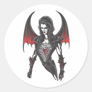 Sticker Rond Halloween 6 vampires, idiot, vampire terrifiant, t