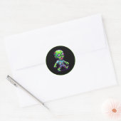 Sticker Rond Halloween 8 bits drôle zombie (Enveloppe)