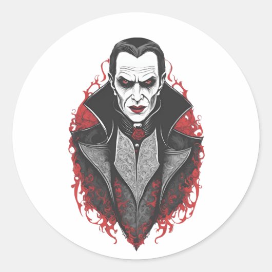 Sticker Rond Halloween 9 vampire, monstre effrayant, horreur, (Devant)