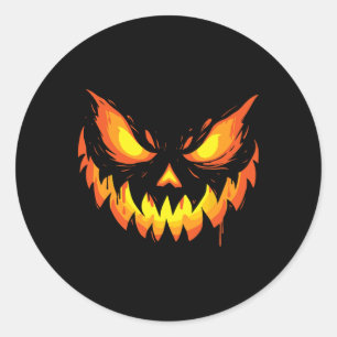 Sticker Rond Halloween à la tête de Citrouille sculpté de Jack-