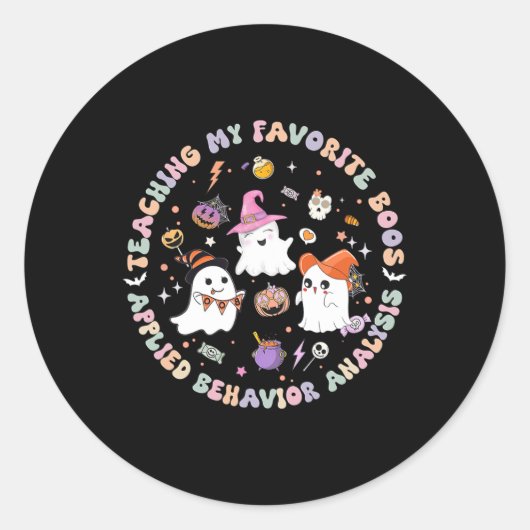 Sticker Rond Halloween Aba Bcba Rbt Comportement Analyseur Ghos (Devant)