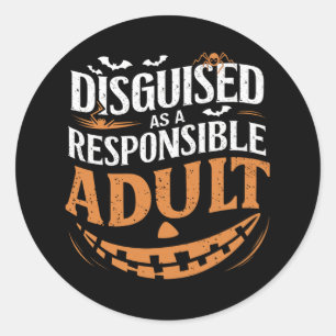 Sticker Rond Halloween Adulte Responsable