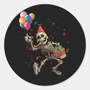 Sticker Rond Halloween Anniversaire de fête tenue squelette Bal