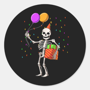Sticker Rond Halloween Anniversaire Soirée Skeleton Anniversair
