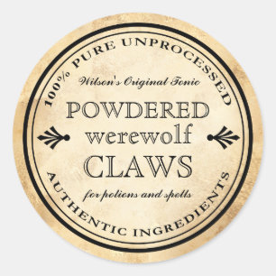 Sticker Rond Halloween apothecaire vintage werewolf griffes éti