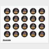 Sticker Rond Halloween - Aquarelle Cute Kitten en Citrouille (Feuille)