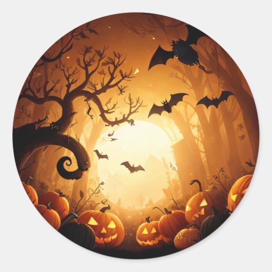 Sticker Rond Halloween/automne/automne/automne/Citrouille (Devant)