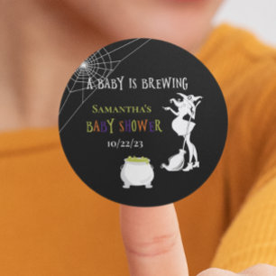 Sticker Rond Halloween Baby fait Bouillon de Sorcière Baby Show