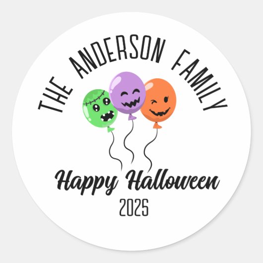 Sticker Rond Halloween Balloons Citrouilles effrayants Nom pers (Devant)