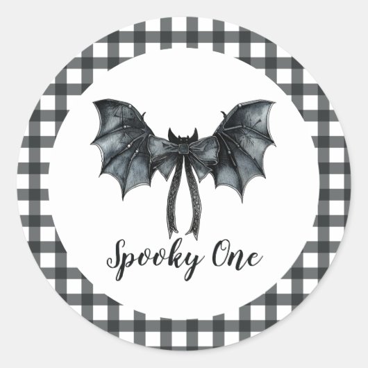 Sticker Rond Halloween Bat Bow Éffrayant Un 1er anniversaire (Devant)