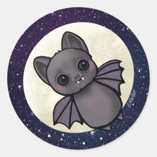 Sticker Rond Halloween Bat KiniArt